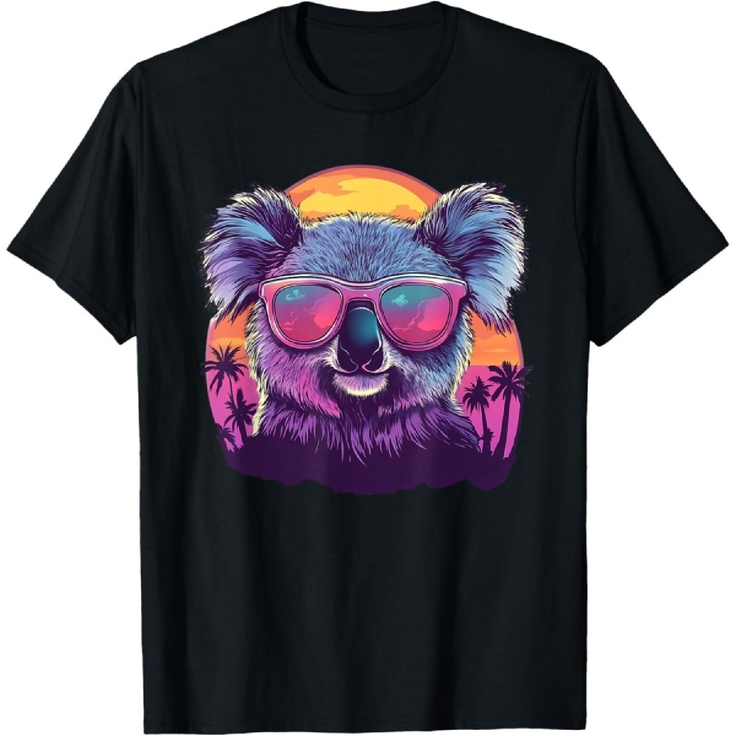 Koala Sunglasses Retro Palm Tree T-Shirt S