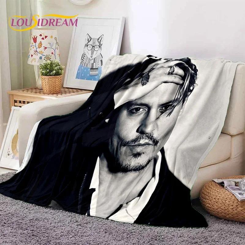 Manta Suave de Franela HD con Impresión 3D de Johnny Depp para Camas Dormitorio Sofá Picnic, Manta Ligera para Cubrir Aire Libre Ocio Regalo