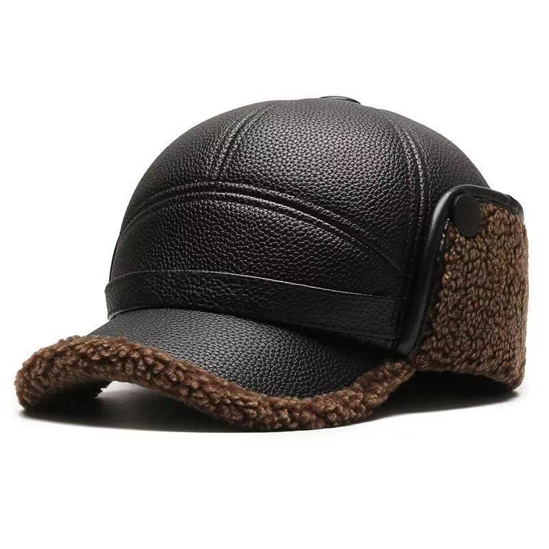 Hat Men In Winter The Elderly Cap Dad Grandfather Old Hat Thickened Plush Ear Protector Baseball Cap