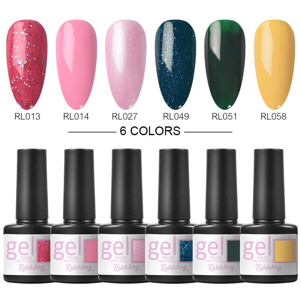 Set de lac de unghii cu gel de 6 buc 7 ml Lac de gel UV LED Lac semi-permanent pentru unghii