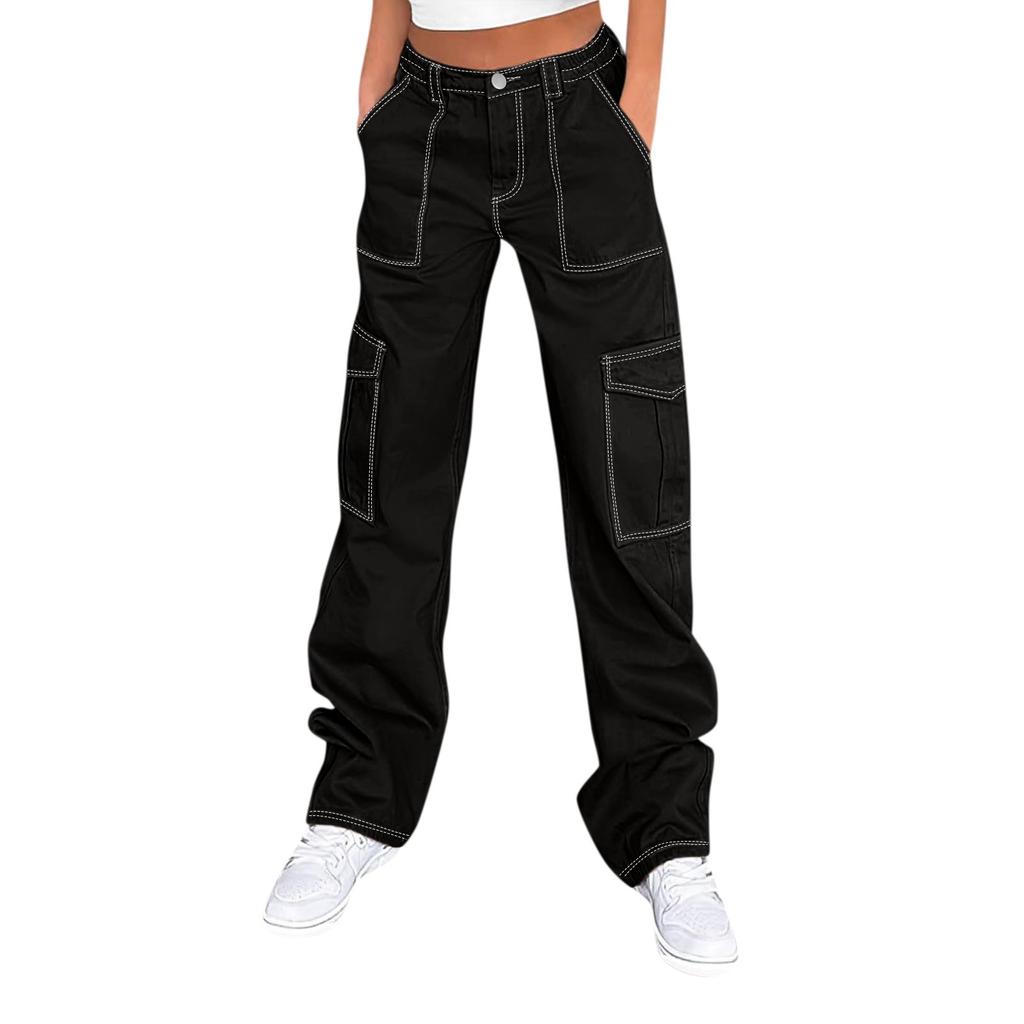 Women Cargo Pants For Women High Waisted Casual Pants Baggy Stretchy Wide Leg Streetwear