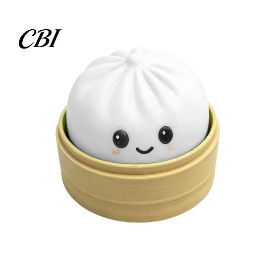 Soft Squishy Keychain Press Button Keychain, Steamed Bun Decompression Toy with Smiling Face Pattern, Slow Rebound Feel Portable Mini Stress
