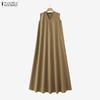 ZANZEA Women Casual V-Neck Solid Color Loose Sleeveless Dress