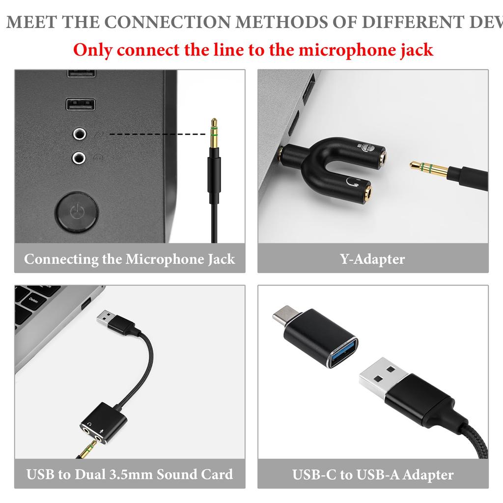 Geekria Magnetic Wired Headphone 200cm for and with Splitter and Clip Microphone, Long, Gaming, Meetings, Streaming, Y-Shaped