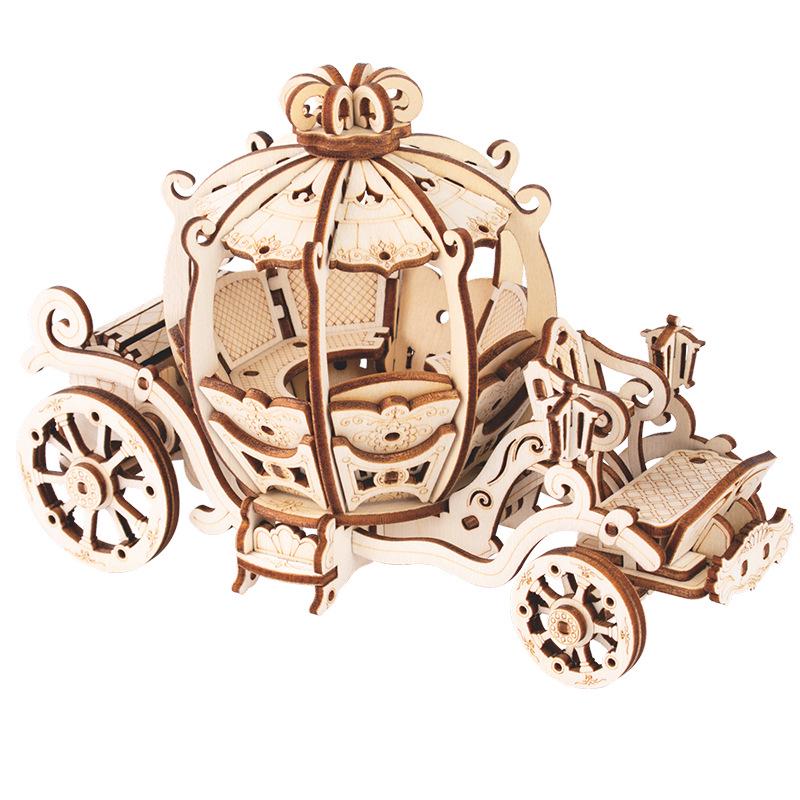 3D Wooden Steam Locomotive Puzzle Toy - DIY Handmade Model for Children