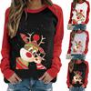 Chemisier femme noël cerf couleur bloc automne dessin animé cerf manches longues