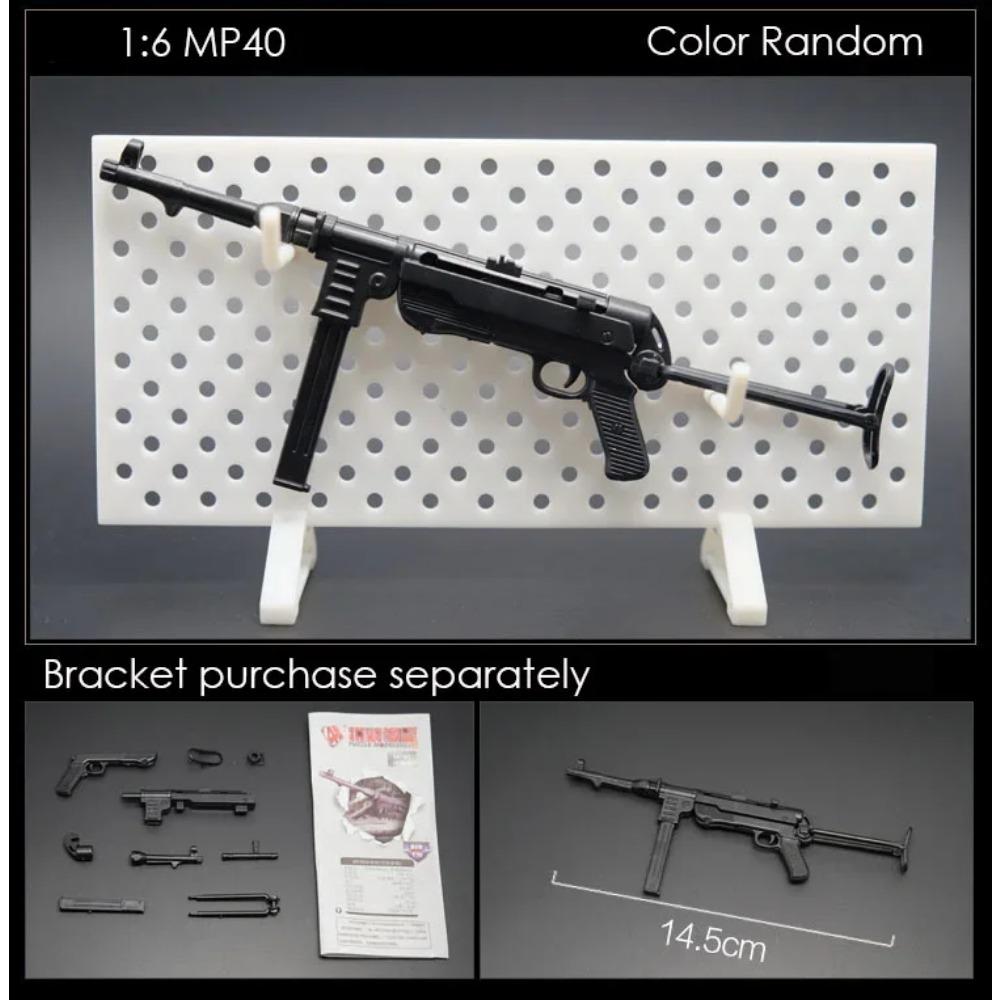 

1/6 MP5 MP40 MP7 UZI Модель пистолета-пулемета Пластиковая сборная оружие Военные симуляционные игрушки Цвет случайный
