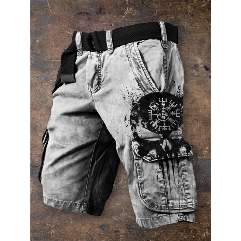 Men's Summer New Style European And American Style Halloween 3D Digital Printing Exaggerated Shorts Zipper Strange Pants