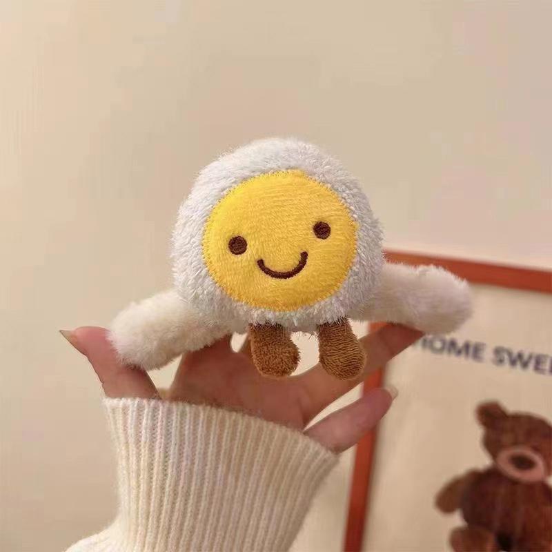 

Милая плюшевая кукла в виде яичницы, заколка-краб для волос, нескользящий держатель для хвостика, аксессуары для волос для женщин, девушек