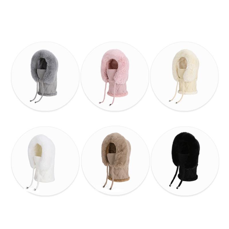 Winter Warm Mask Scarf Integrated Cap Outdoor Windproof Knitted Cap Women's Ear Protection Wool Cap