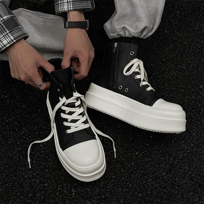 Fashion Leather Shoes For Man Platform Genuine Leather Big Size Shoes High Quality Designer Formal Platform Casual Shoes Outdoor