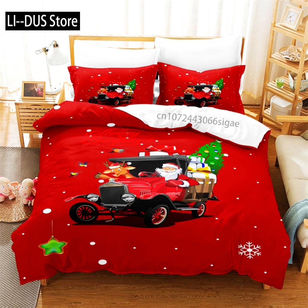 Red Christmas Bedding Set Duvet Cover Set 3d Bedding Digital Printing Queen Size Bedding Set Fashion Design