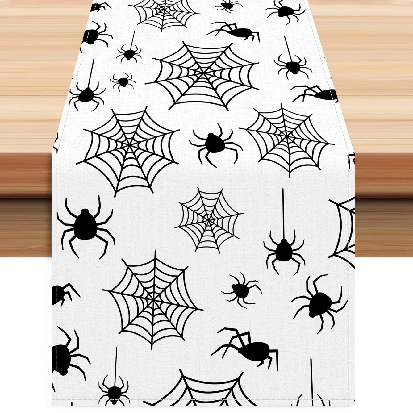 

1pc Orenge Halloween Table Runner with Ghost Bats Pattern Waterproof Durable Tablecloth for Halloween Dining Room Decoration 33x183cm