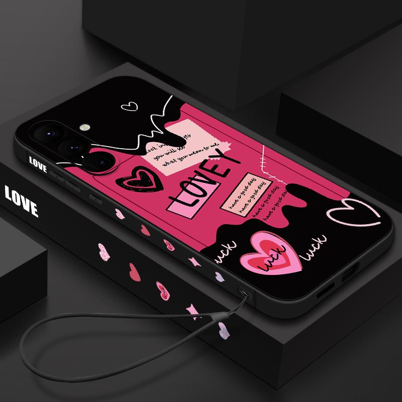 Lovely Heart Pattern Case For Samsung Galaxy S26 S25 Ultra S24 S23 S22 Plus S21 FE A15 A16 A17 A35 A36 A54 A55 A56 5G Soft Cover