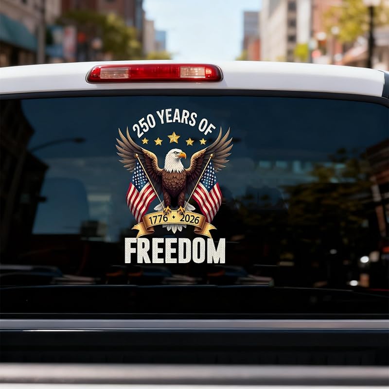 n 250 Years Decals - 10.2X6.1 in 250 Years Anniversary Waterproof Sticker for Trucks Car Trailer SUV Van or Any Smooth Surface, Removable - Bumper