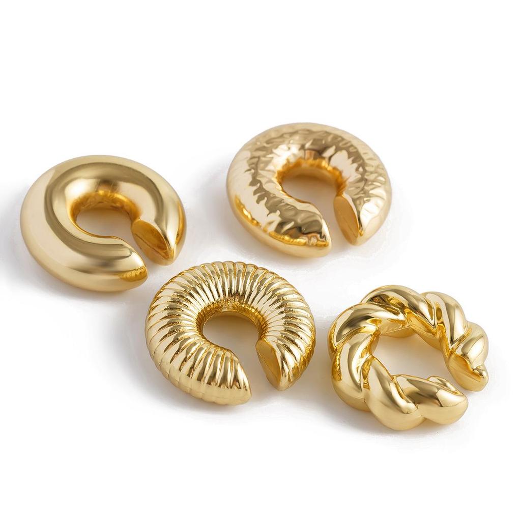 European & American Fashion Ear Cuff Set: Water Drop Textured, No-Piercing Stud Earrings