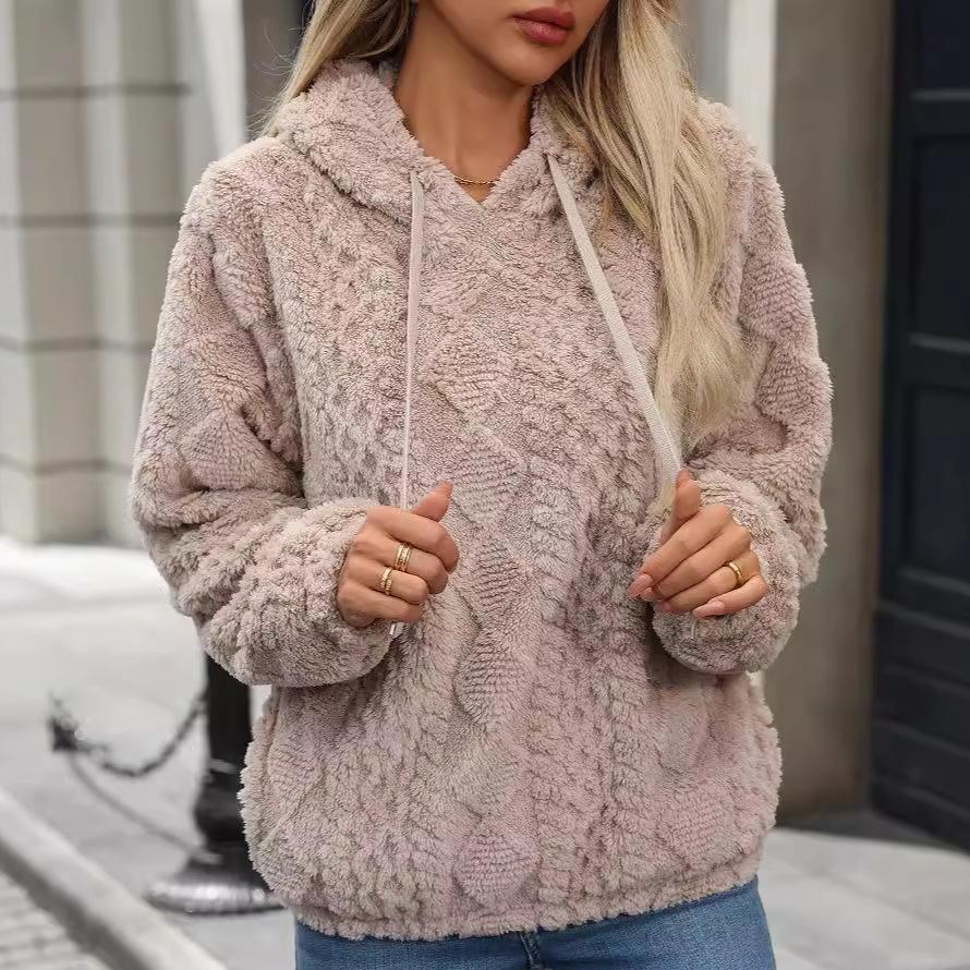 Women's Fashion Casual Solid Color Print Long Sleeve Hooded Hoodies & Sweatshirts