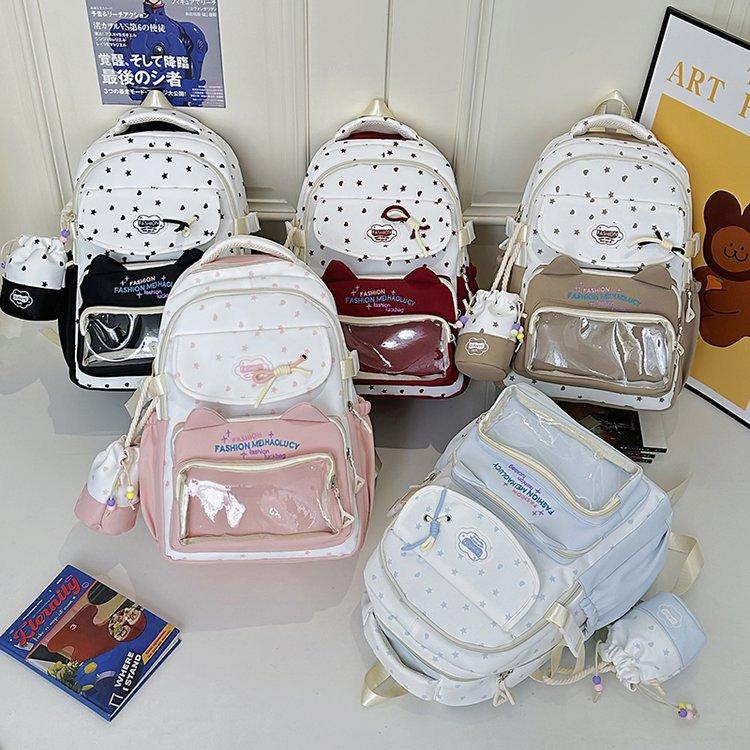 Schoolbag cute star cat junior high school student schoolbag high school large capacity student backpack small fresh girl pain bag baby bag
