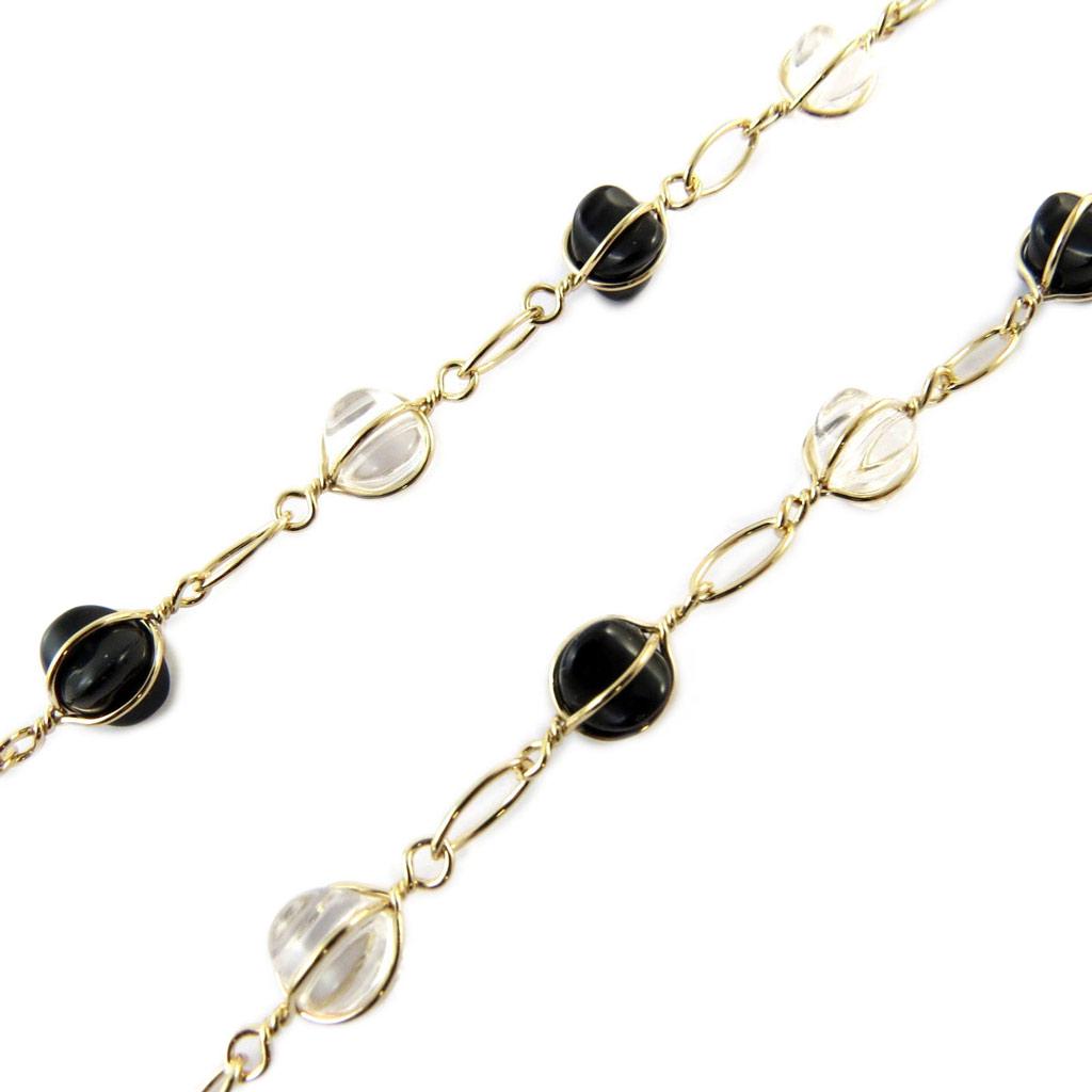 Les Trésors De Lily [E7050] - Collier Plaqué Or 'Alegria' Blanc Noir