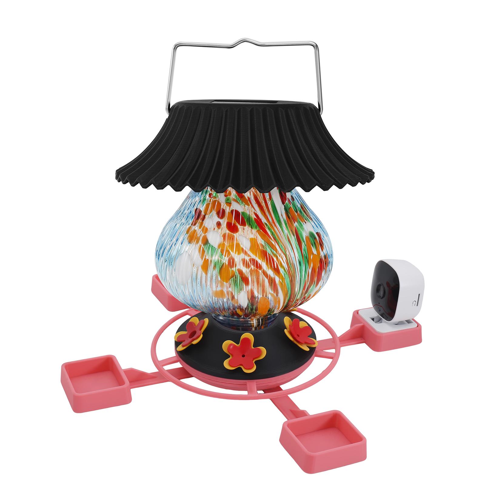 Four-headed Printed Bird Feeder - Self-charging Night Light And Bird Feeder, A Modern Garden Decoration That Attracts Birds Day And Night. One Size