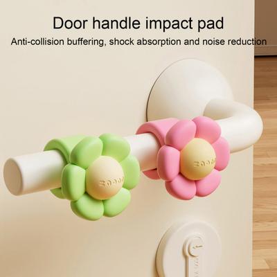 1/3Pcs Flower Door Handle Anti-collision Pad Silicone Door Stopper Wall Protector Universal Floral