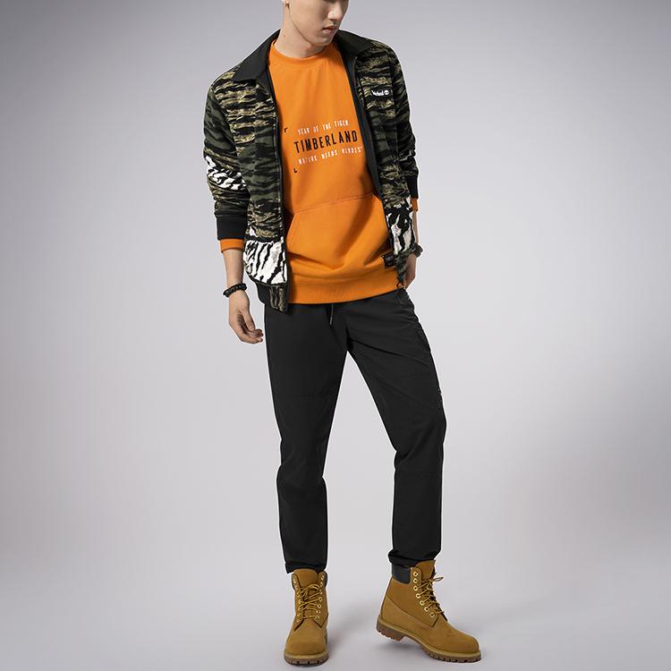 Timberland Sudadera deportiva de cuello redondo para hombre con estampado de camuflaje de rayas de tigre Edición Año Nuevo Naranja A27FR-U37
