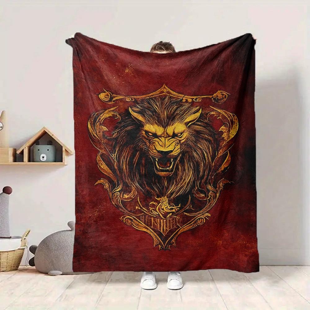 1pc Lion Crest Blanket, Lightweight Flannel Throw Blanket for Sofa, Bed, Travel, Camping, Living Room, Office, Couch, Chair, and Bed