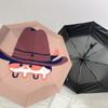 Western Cowboy Hat & Mustache Print Umbrella: Automatic Opening/Closing, Outdoor Protection, Travel Accessory, Lightweight & Durable 149