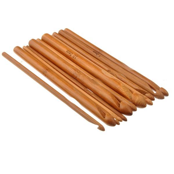Buy 12pcs Carbonized Bamboo Crochet Hooks Knitting Needles In Different