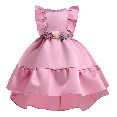 Girl Blossoms Print Princess Dress Tuxedo Skirt Shoulders Vest Skirt Girls Teen Clothes 2-10 Years Old