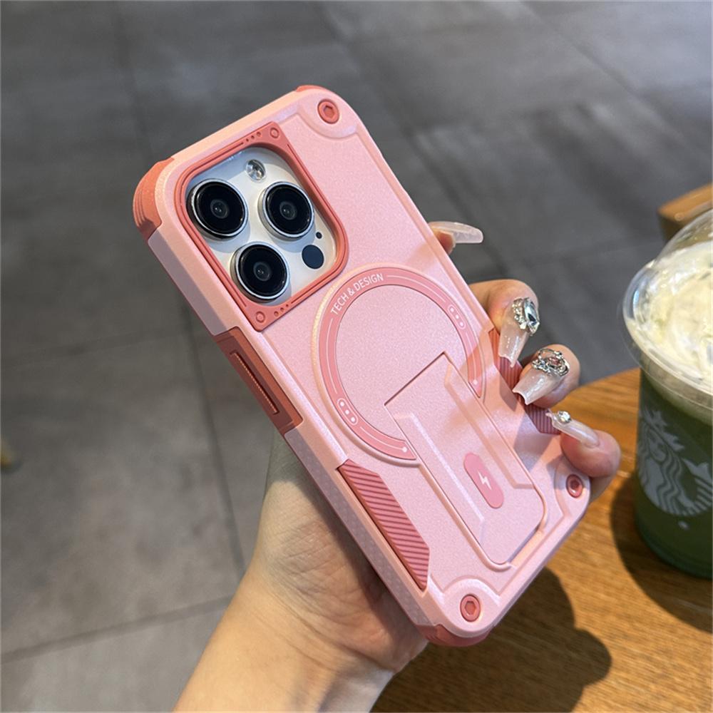 Military Hard Matte Defender Shockproof for Magsafe Case For iPhone 16 15 14 13 12 11 Pro Max Plus Luxury Magnetic Stand Cover