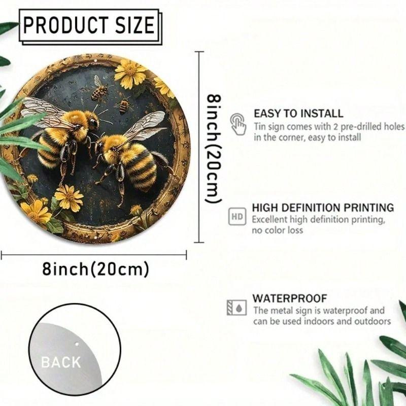 1 Pc Round Metal Wall Art Decor for Office Living Room Patio (20x20 Cm)