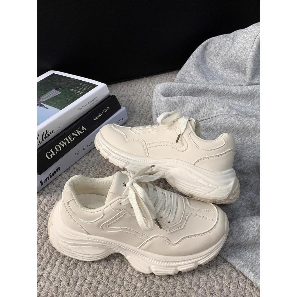 Premium sense versatile platform white shoes women's spring and autumn muffin heightening board shoes 2025 new popular casual sports shoes