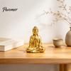 Vredige Boeddhabeeld voor Studie 3D Geprint Gouden Beeld, Zittende Shakyamuni Figuur, Beeld Handgemaakt met Serene Uitdrukking Meditatie, Huis