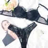 French Sexy Underwear Women's Thin Jacquard Embroidered Lace Bra Big Chest Small Anti-sagging Large Size Underwear Set