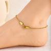 Trendy Double Layer Titanium Steel Love Heart Anklet Gold Versatile Foot Jewelry Set
