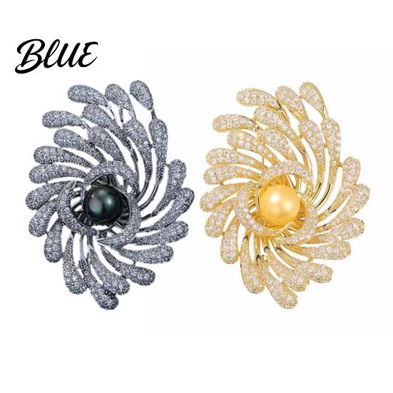 Irregular Design Lapel Pin Women Brooch Rhinestones Imitation Pearl Inlay