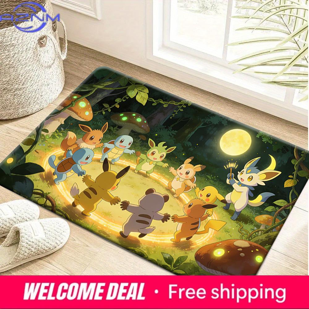 Pokemon Cute Forest Moonlight Dance Print Non-Slip Floor Mat Doormat 40cm x 60cm