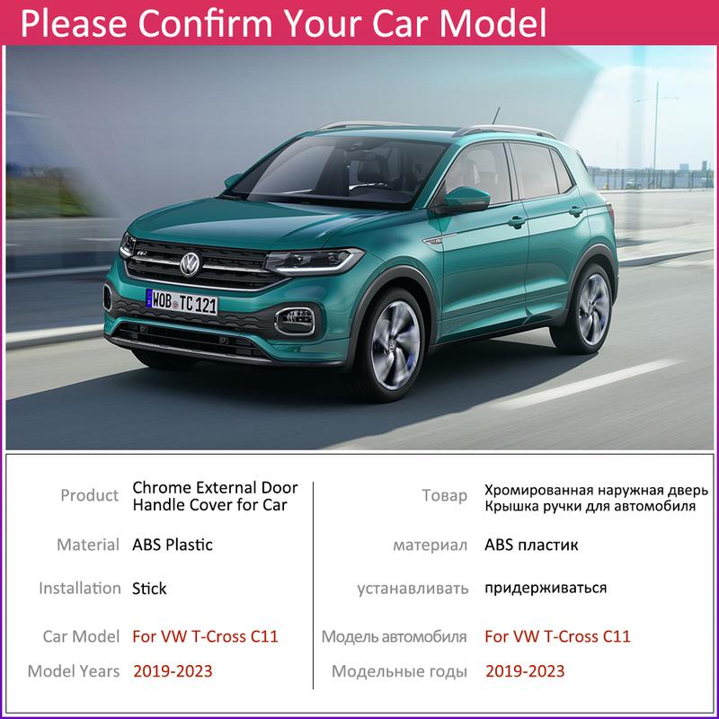 For VW Volkswagen T-Cross C11 Taigun      Chrome Smart Door Handle Cover Trim Protective Car Styling Sticker