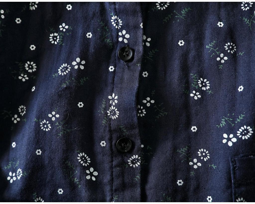 Spring 2026 Women's Retro Floral Cotton Gauze Long-Sleeve Shirt