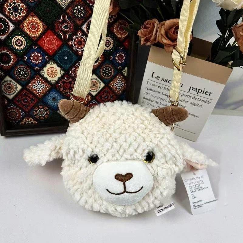 Fluffy Kawaii Sheep Plush Crossbody Bag Cute Cartoon Women Shoulder Purse Portable for Daily Use Teen Girls Gift