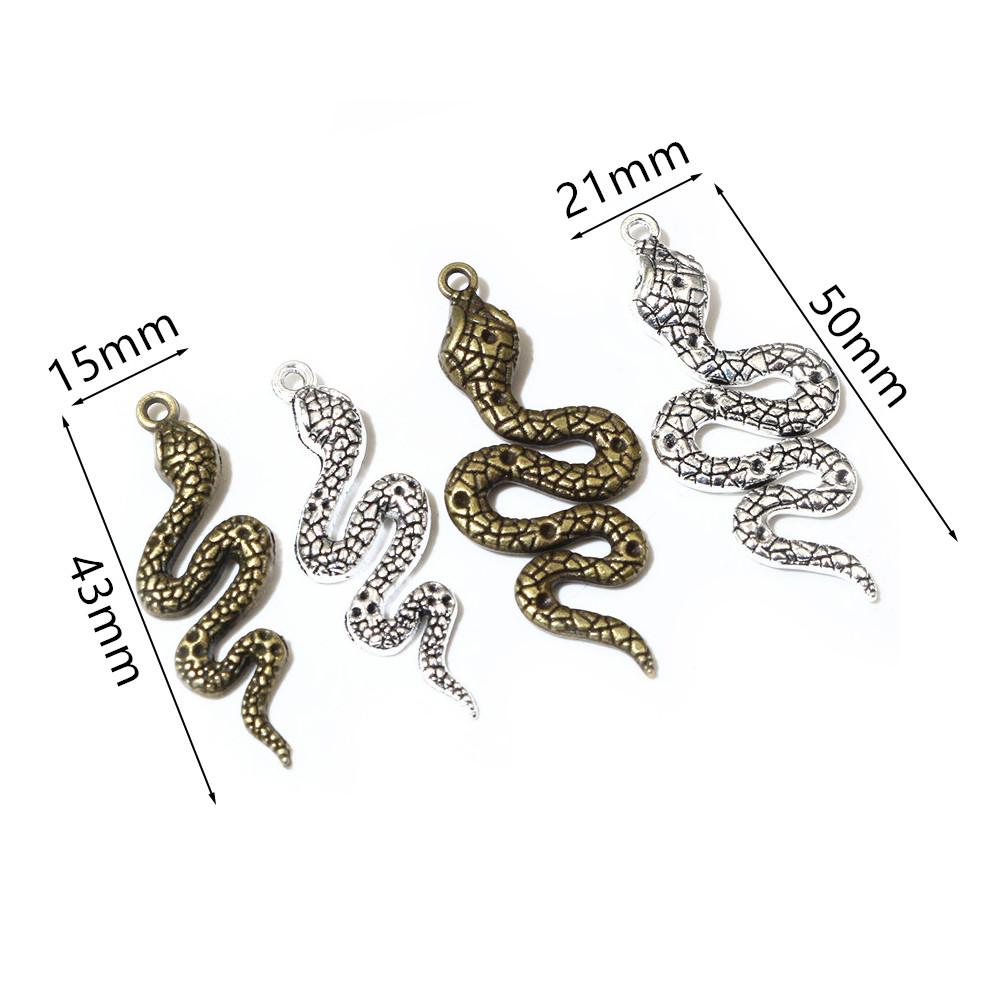 5pcs Antique Silver Color Bronze Snake Charms Pendant DIY Handmade Jewelry Making Accessories Findings for Necklace Bracelet