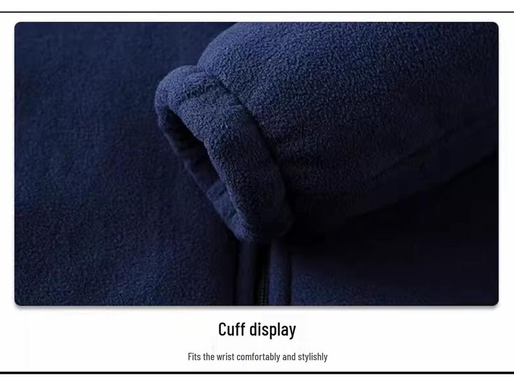 Plus Size Men's Outdoor Jacket - Thickened Velvet Lining, Solid Color, Autumn/Winter Casual Fleece