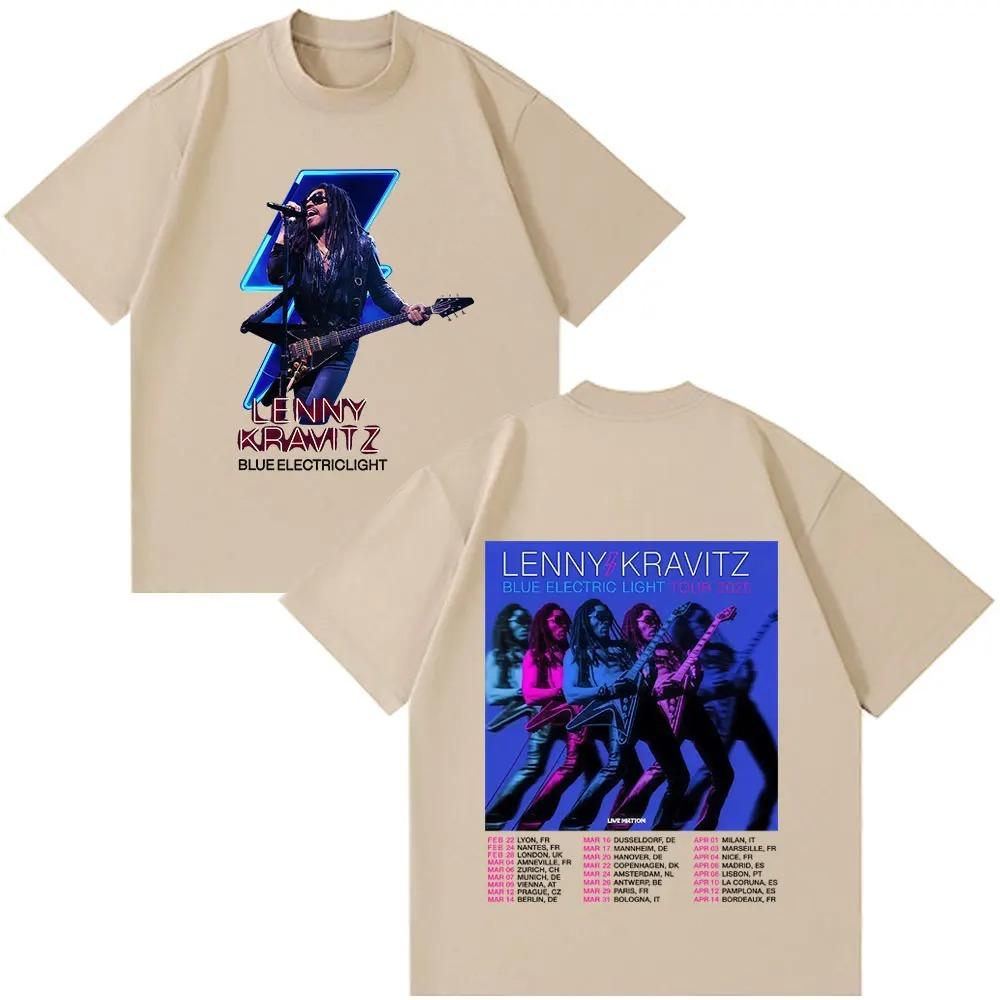 Bestselling Lenny Kravitz Blue Electric Light Tour Poster TShirt Unisex 100 Cotton Loose New Summer Street Fashion Top Tshirt