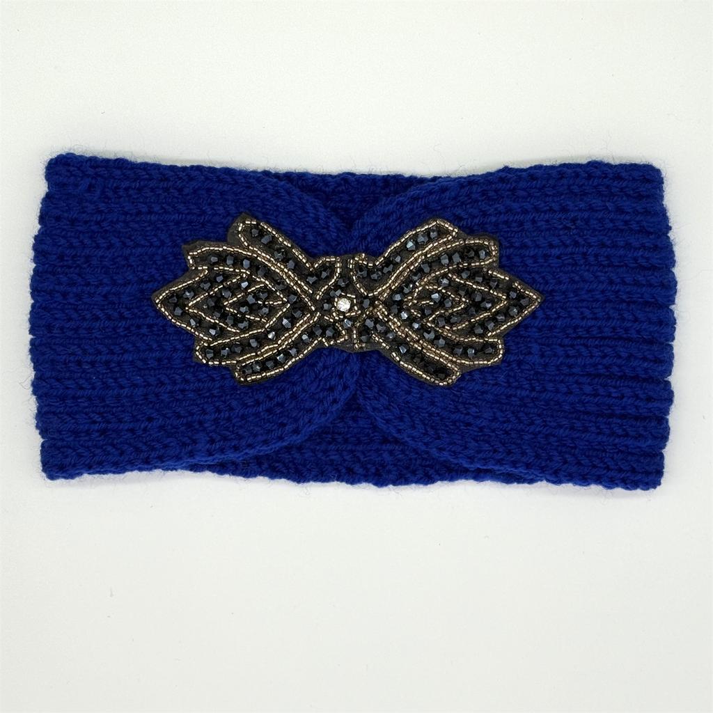 Crystal Beaded Winter Knit Headband Warm Turban Headwrap Hairbands Wool Ear Warmer Headscarf Head Wear Hair Accessories for Women Bandeau Bandanas