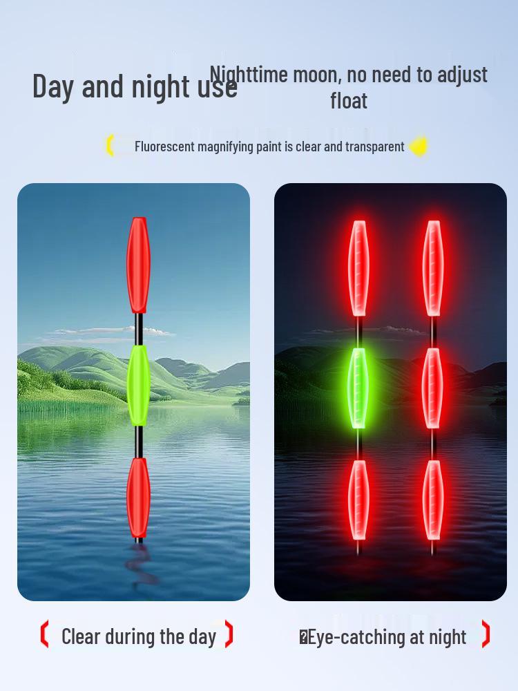 Canna da Pesca a Roccia a Lunga Distanza con Galleggiante Elettronico Luminoso a Doppio Uso per Giorno e Notte - Marcatore Scorrevole Spesso Super Accattivante