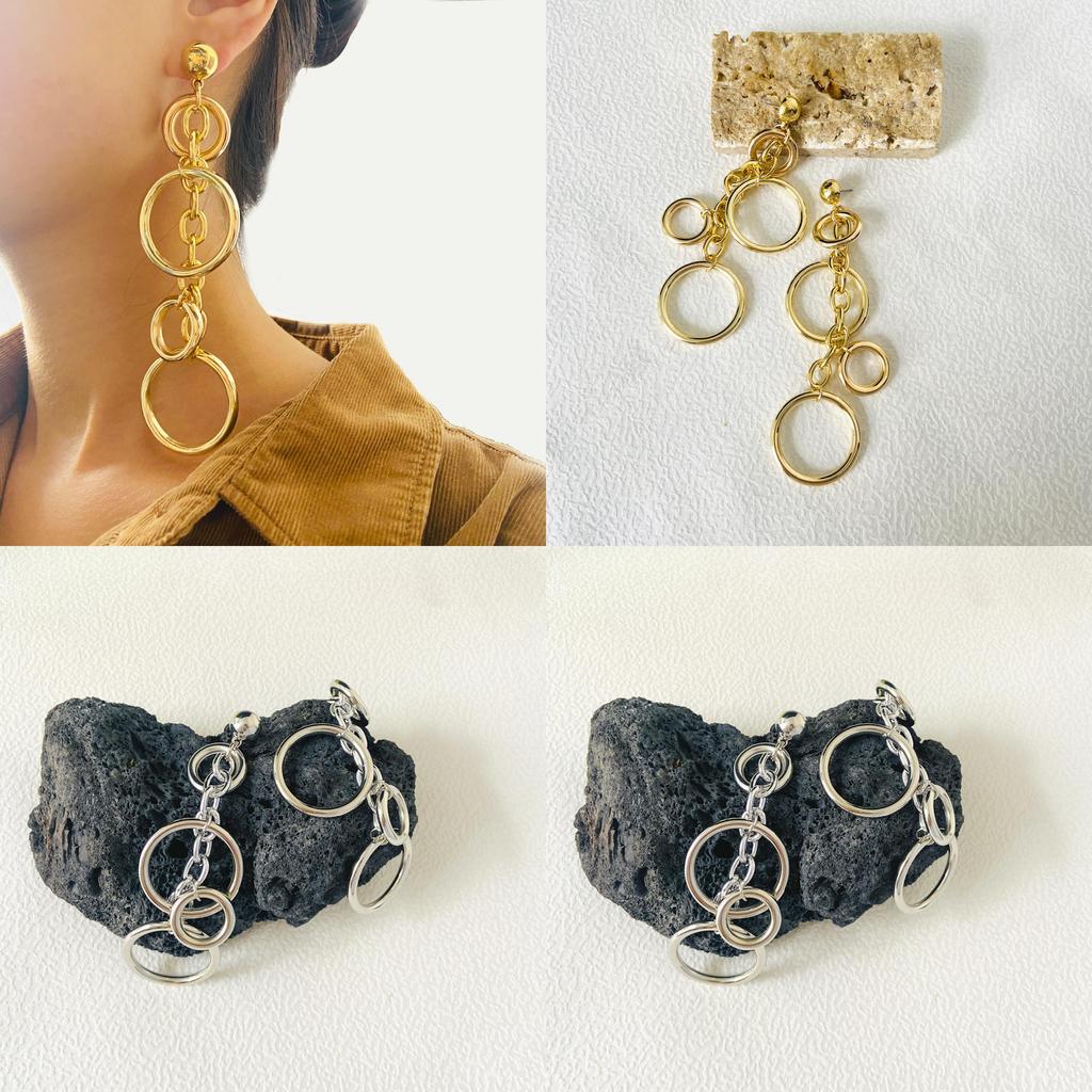 Elegant 2023 Summer Vintage Alloy Long Circle Earrings For Women Fashionable Geometric Design