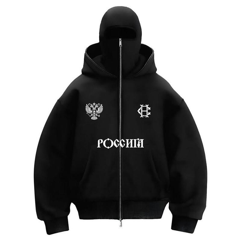 STREETRICH New Balaclava Fashion Double Hoodie Design Hoodie Jacket Hip Hop Street Zipup Hoodie Y2K Men Women Gothic Harajuku Sweatshirt