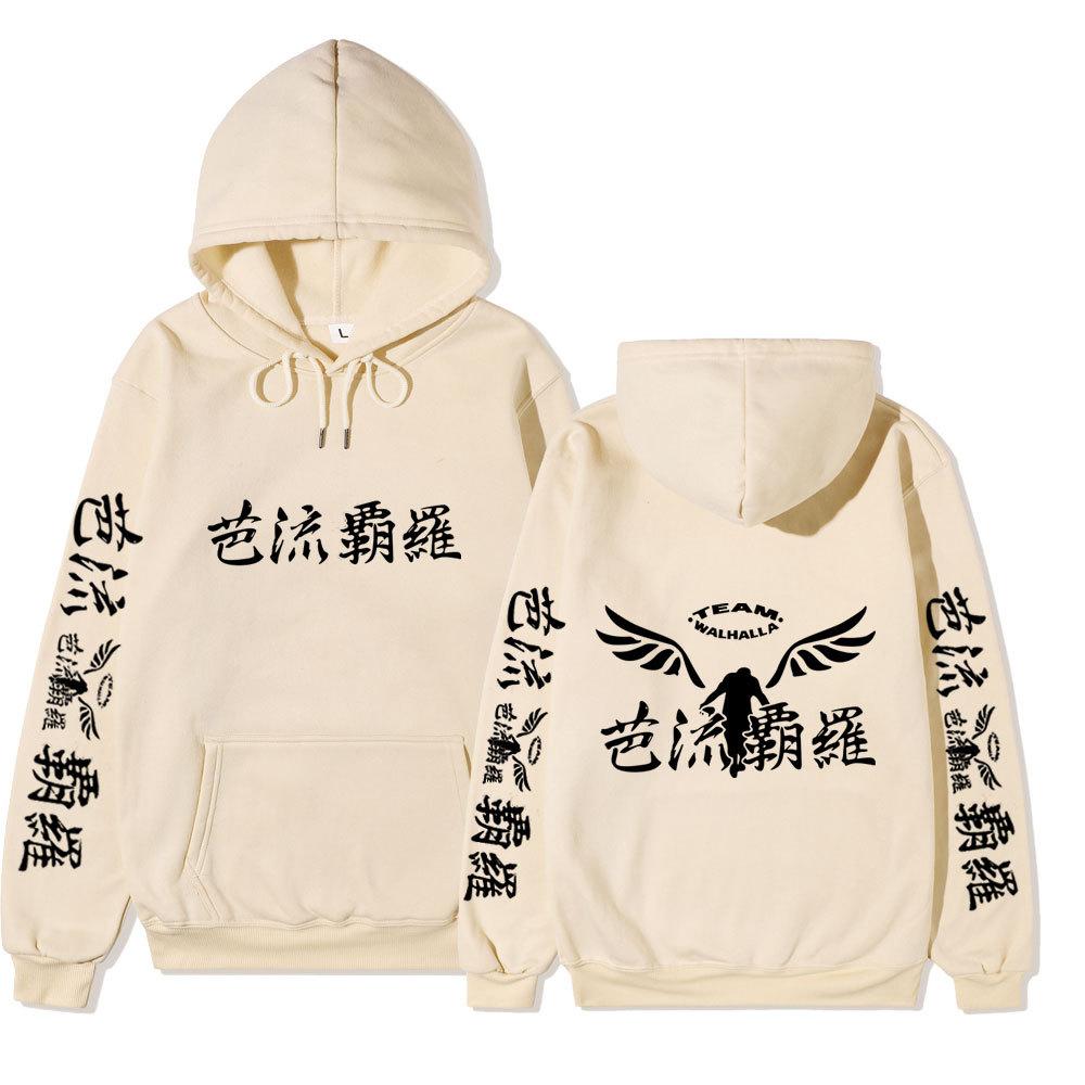 Tokyo Revengers Walhalla Double-sided Hoodie Chinese Print Wing Logo Long Sleeve Sweatshirt Women Men