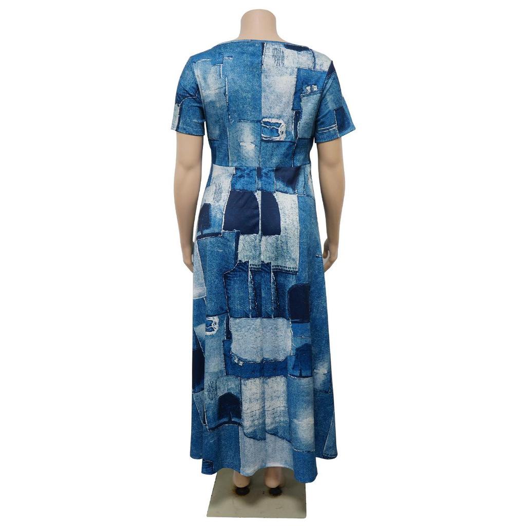 Women's Plus Size Elegant Lace-up African Long Dress - Spring/Summer 2024 Fashion